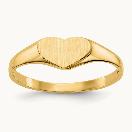 Closed Back Heart Signet Ring — 14K Yellow Gold, 7.5x5.5mm, 6