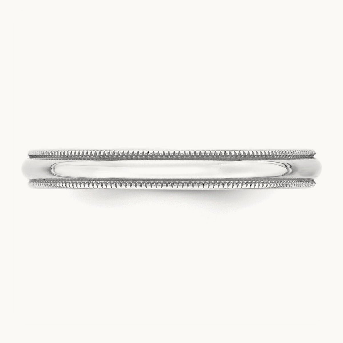 Lightweight Milgrain Half Round Band, 3mm, 10K White Gold