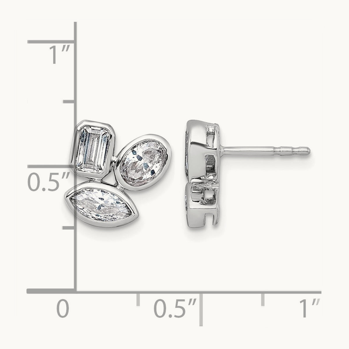 Emerald Oval & Marquise 3Stone Earrings, 2.00 ct tw Lab-Grown Diamond