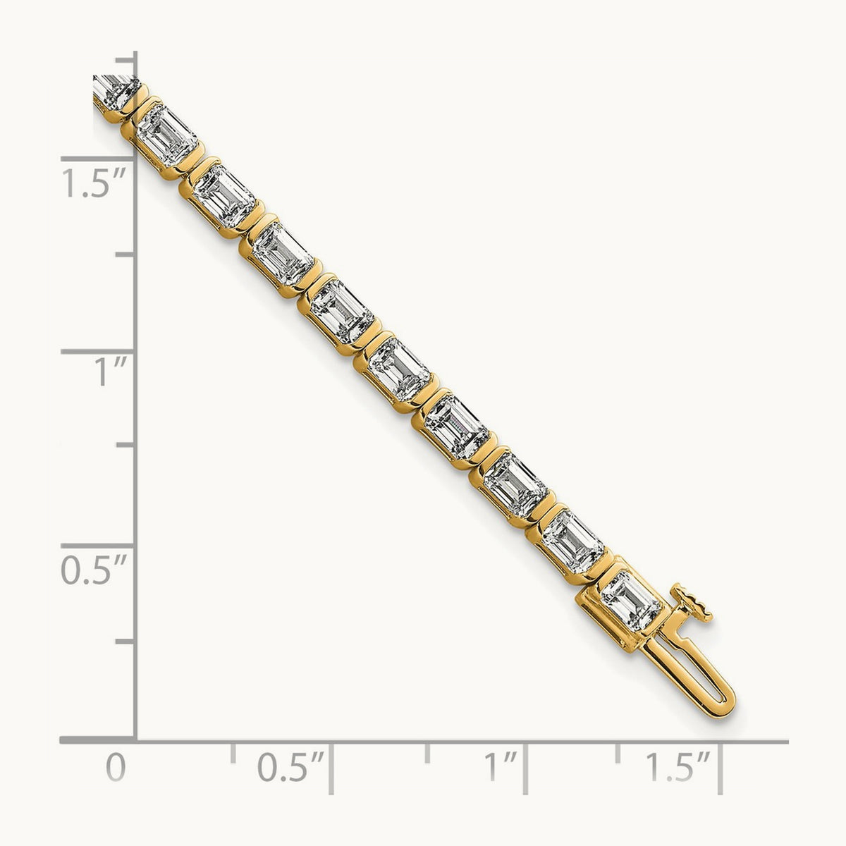 Emerald Bezel Tennis Bracelet, 7.50 ct tw Lab-Grown Diamond — 14K Yellow Gold