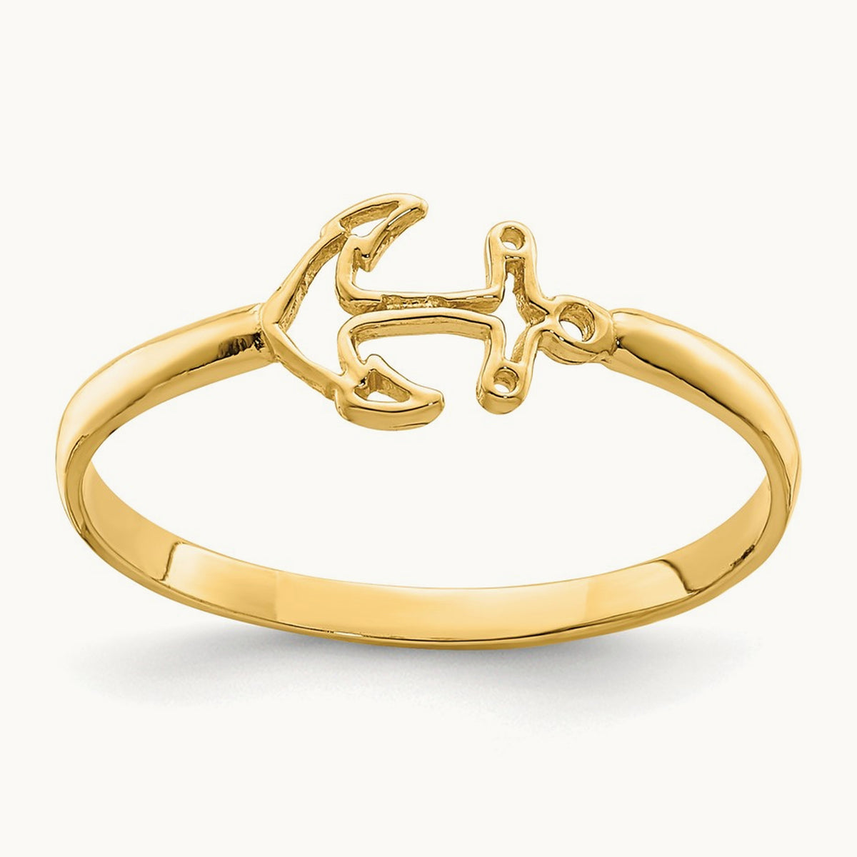 Polished Anchor Ring — 14K Yellow Gold