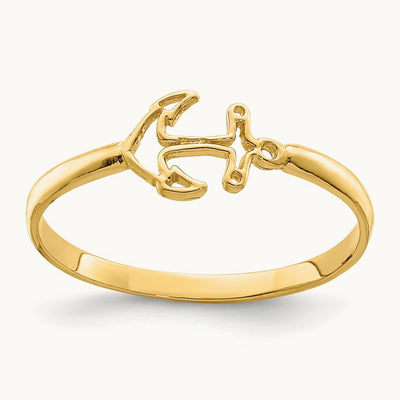Polished Anchor Ring — 14K Yellow Gold