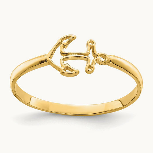 Polished Anchor Ring — 14K Yellow Gold