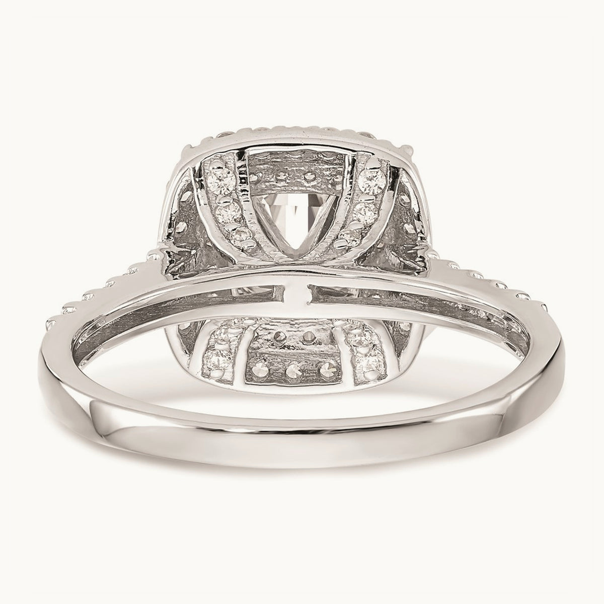 Semi-Mount Double Cushion Halo Engagement Ring, 0.50 ct tw