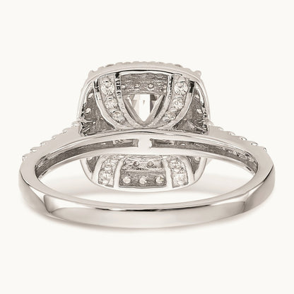 Semi-Mount Double Cushion Halo Engagement Ring, 0.50 ct tw