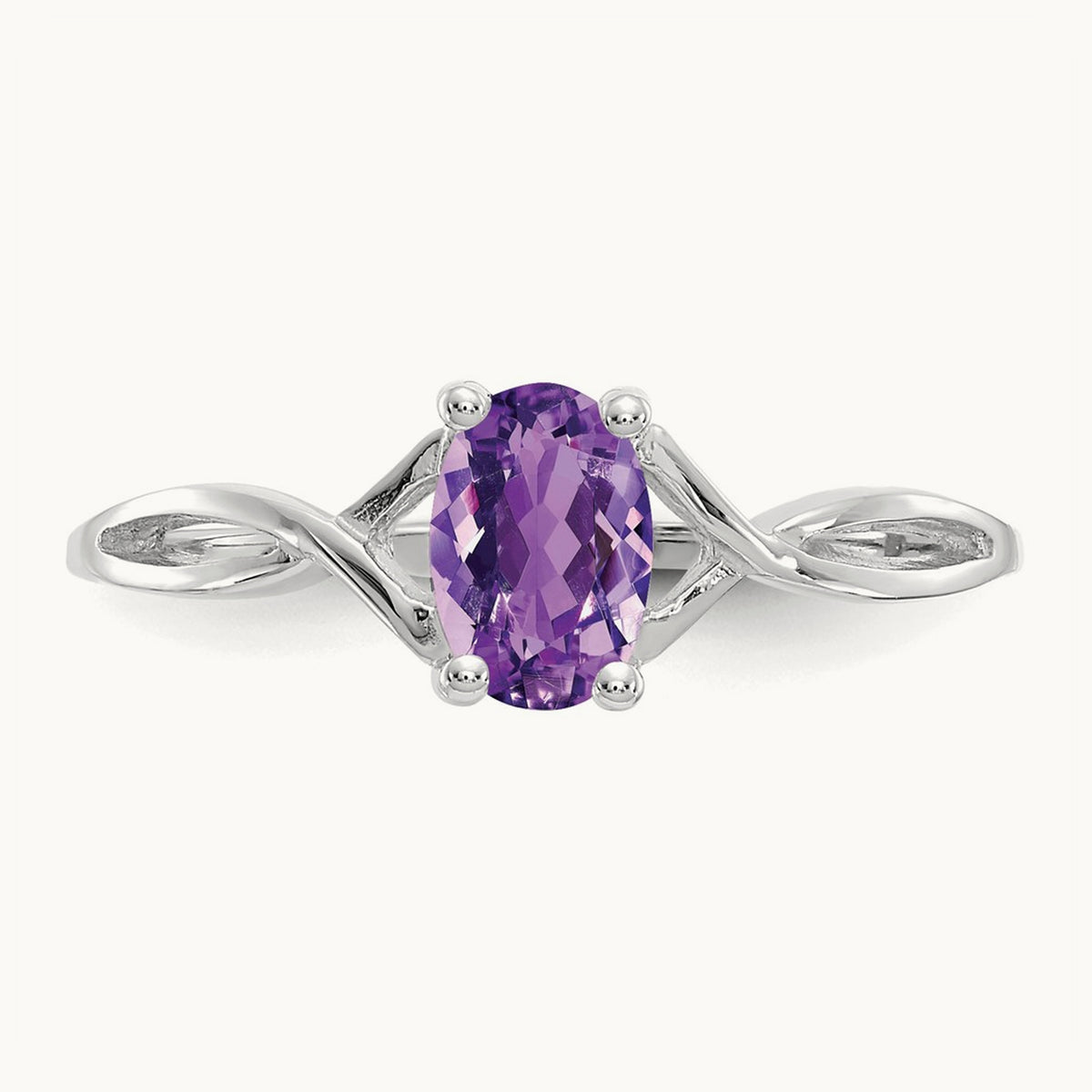 Amethyst Birthstone Ring, 14K White Gold