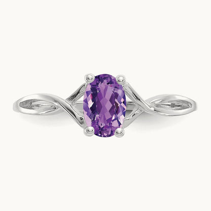 Amethyst Birthstone Ring, 14K White Gold