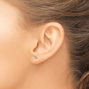 White Topaz Stud Earrings — 3mm