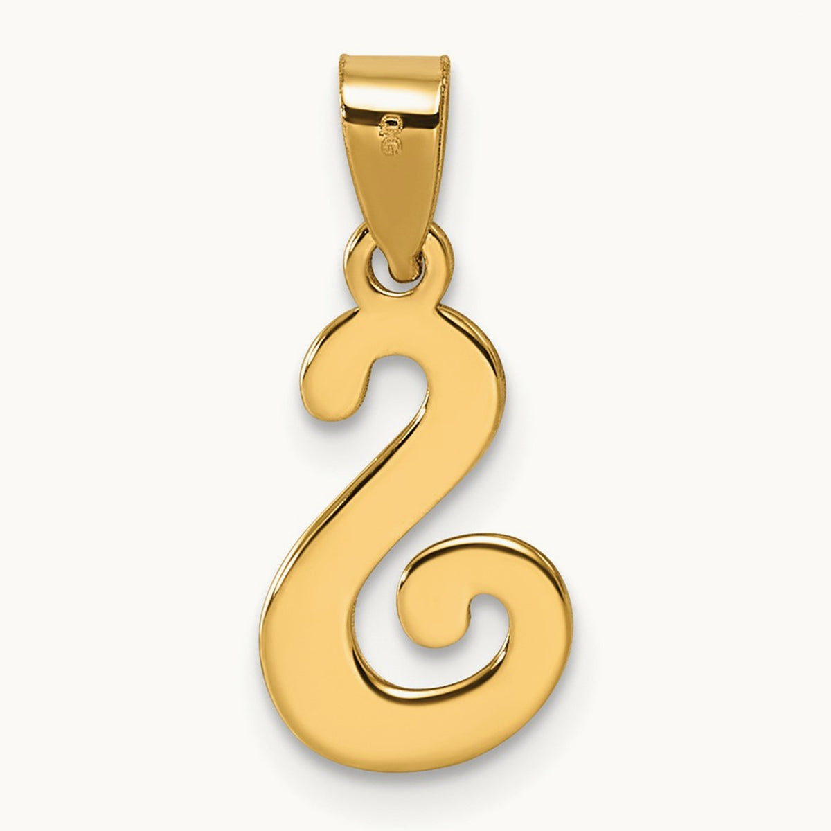 Script Letter S Initial Pendant, 14K Yellow Gold
