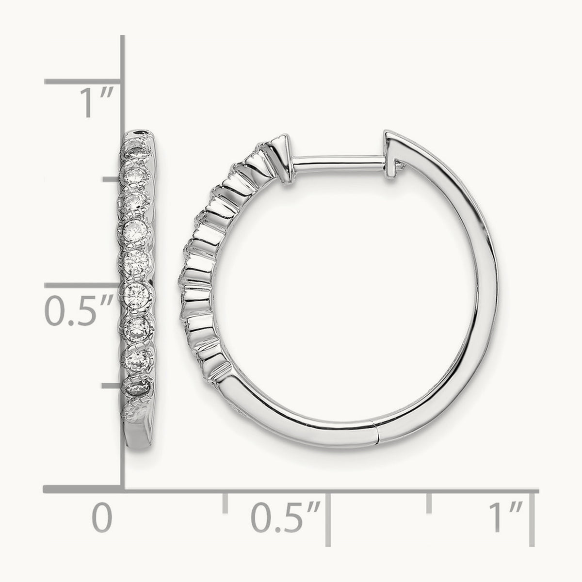 Polished Diamond Hinged Hoop Earrings, 14K White Gold