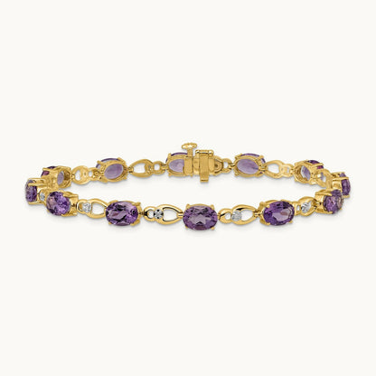 Amethyst and Diamond Bracelet — 14K Yellow Gold