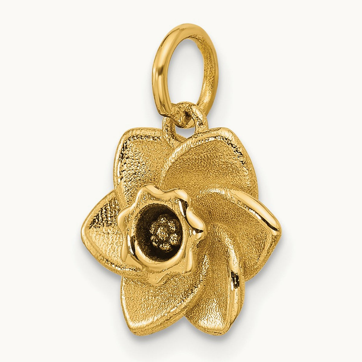 Polished Daffodil Flower Pendant, 14K