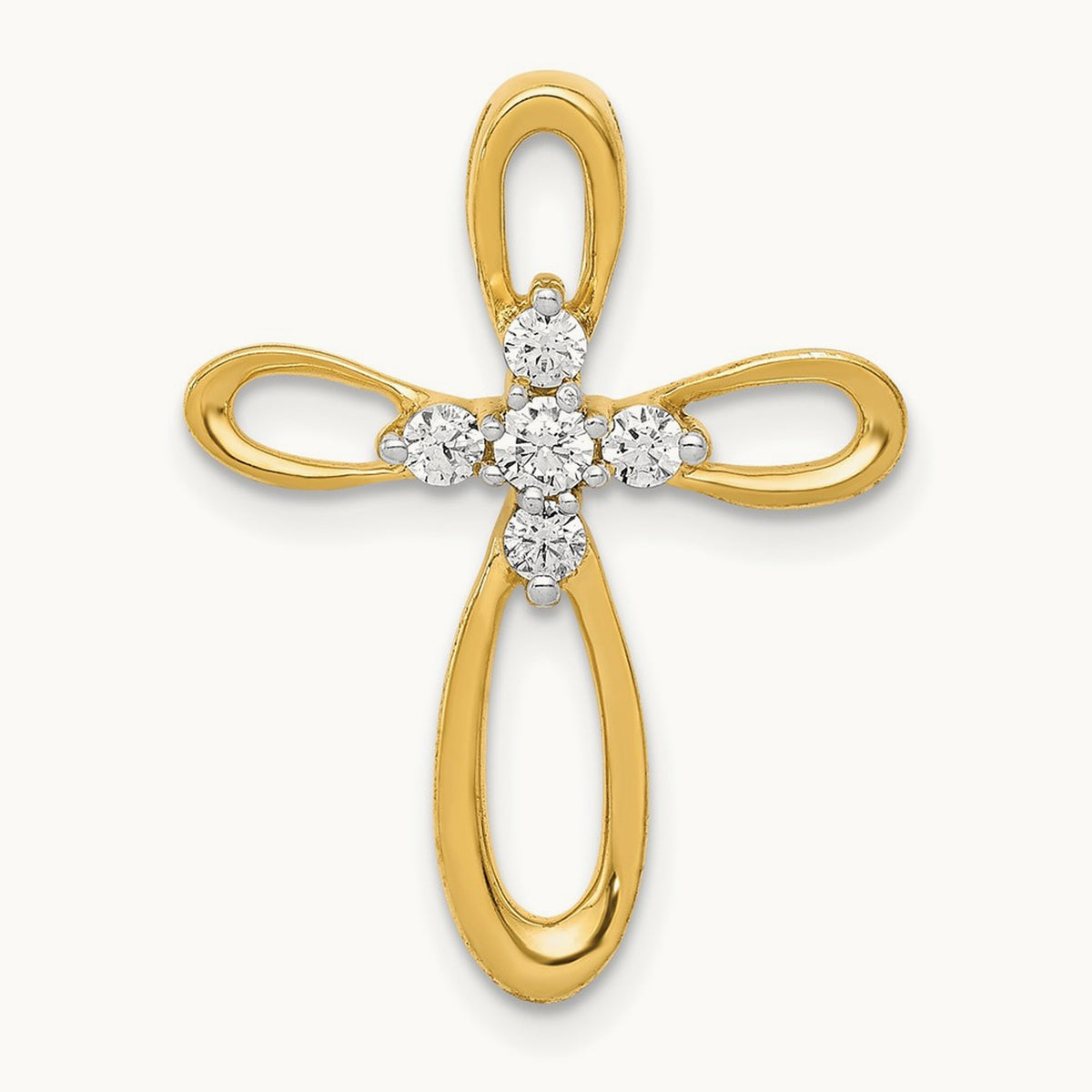1/20ct. Diamond Cross Chain Slide — 14K Yellow Gold, 23.5mm, 0.2 ct