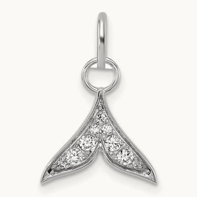 Polished Diamond Whale Tail Charm, 14K White Gold