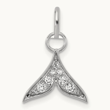 Polished Diamond Whale Tail Charm, 14K White Gold