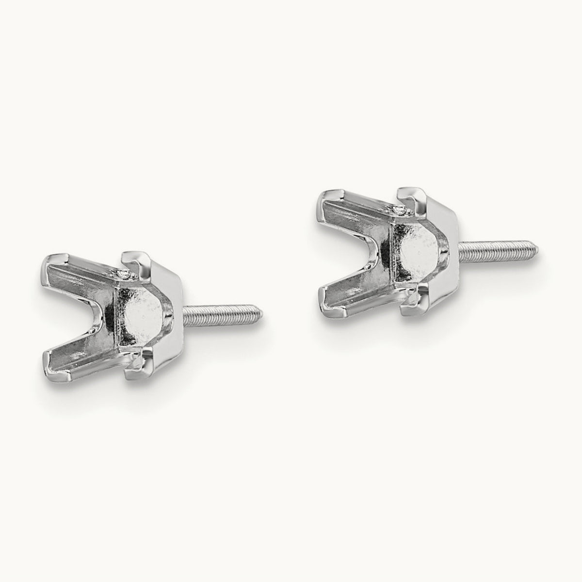 Princess Cut Stud Earring Mountings, 3.75mm, 14K White Gold