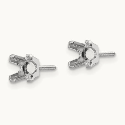 Princess Cut Stud Earring Mountings, 3.75mm, 14K White Gold