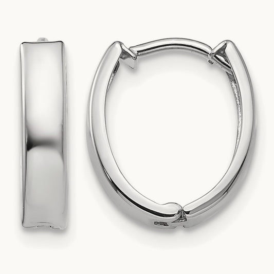 Polished Hinged Hoop Earrings, 14K White Gold