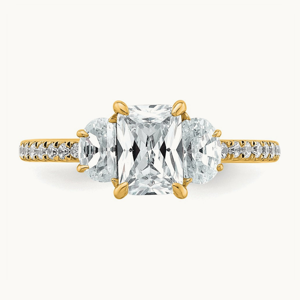 Radiant 3 Stone Engagement Ring, 1.50 ct tw Lab-Grown Diamond — VS (Best), 14K Yellow Gold