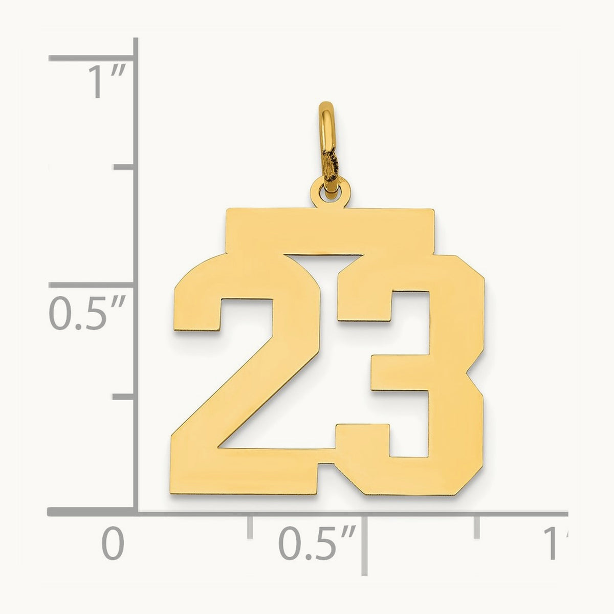 Medium Polished Number 23 Charm, 14K