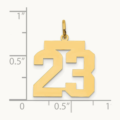 Medium Polished Number 23 Charm, 14K