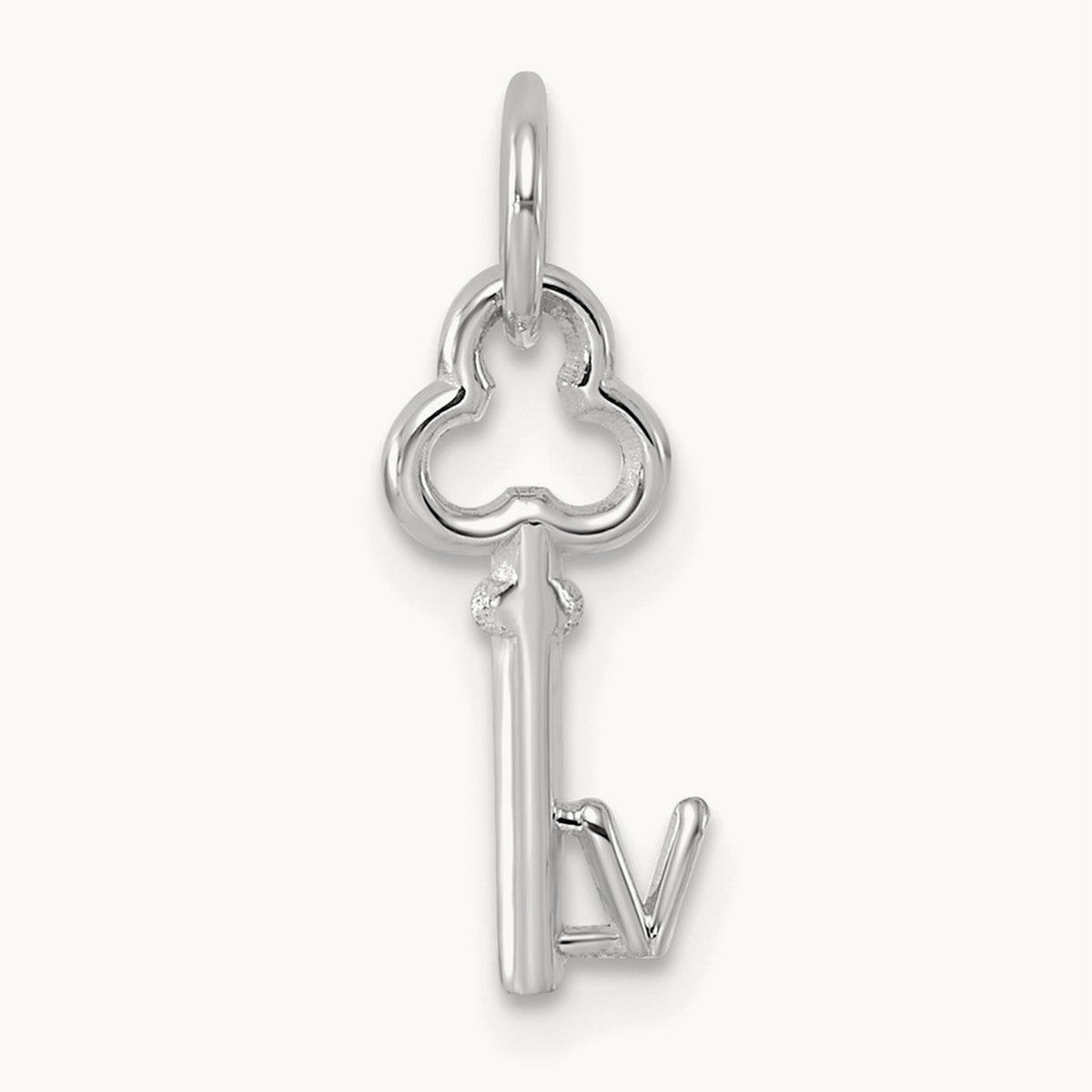 Key Initial Charm — 14K White Gold, V