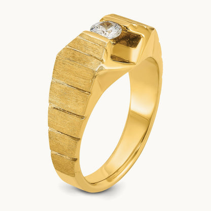IBGoodman Men's Polished and Satin Diamond Complete Ring, 14K