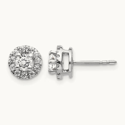 Diamond Cluster Post Earrings, 14K White Gold