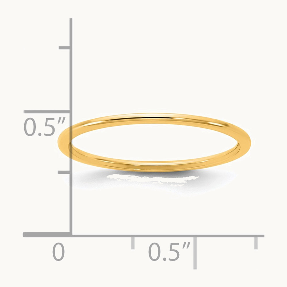 14KY 1mm Half Round Band