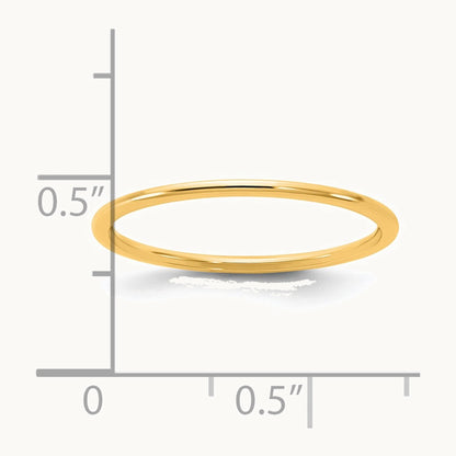 14KY 1mm Half Round Band