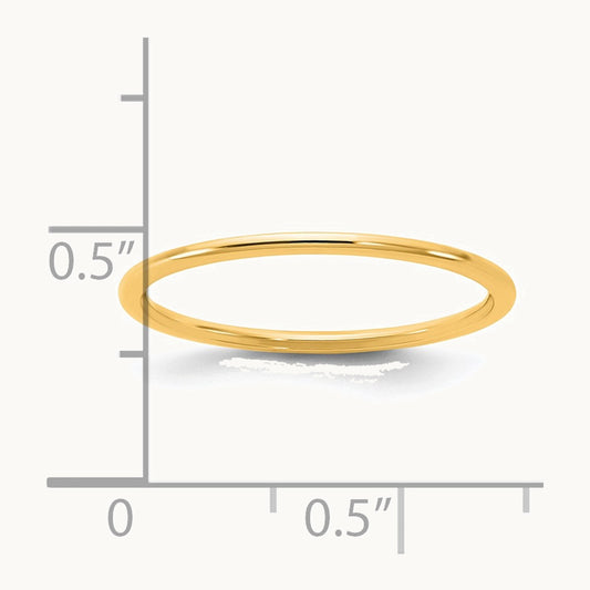 14KY 1mm Half Round Band