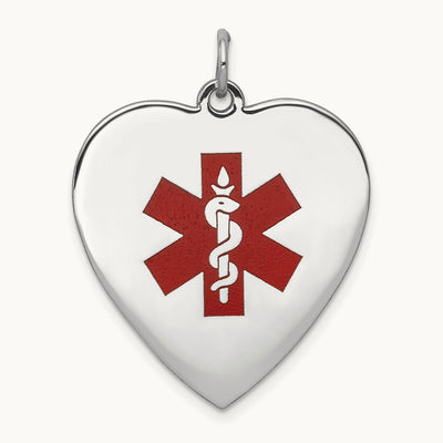 WG Heart-Shaped Enameled Medical Jewelry Pendant, 14K