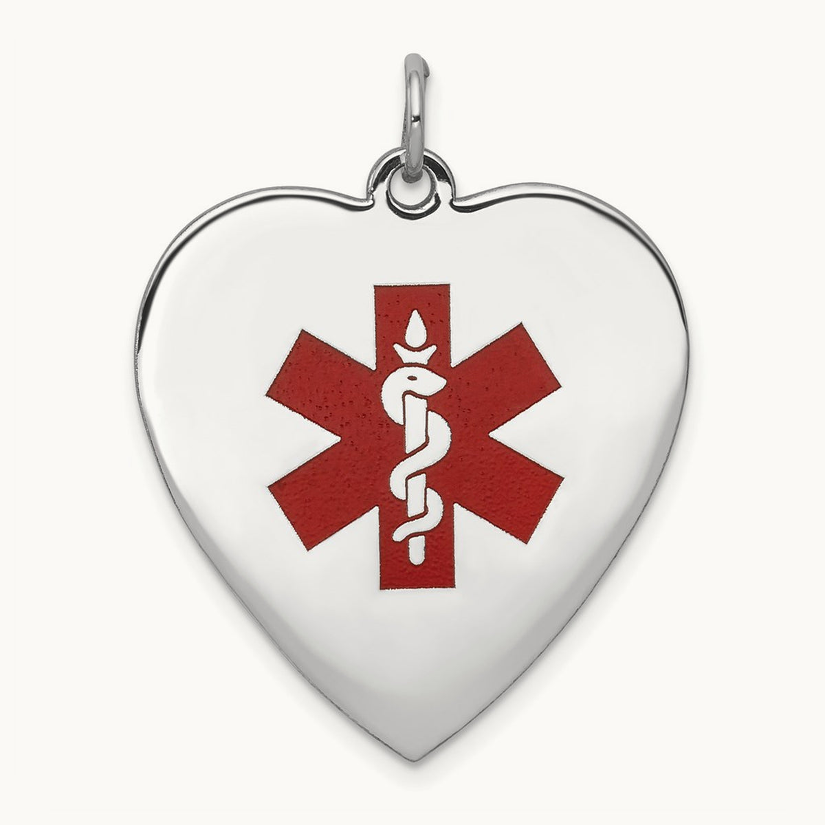 WG Heart-Shaped Enameled Medical Jewelry Pendant, 14K