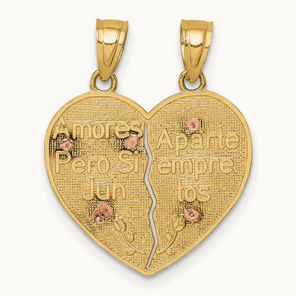 Reversible Lady of Guadalupe&Crucifix Breakapart Pendant, 14K Two-tone