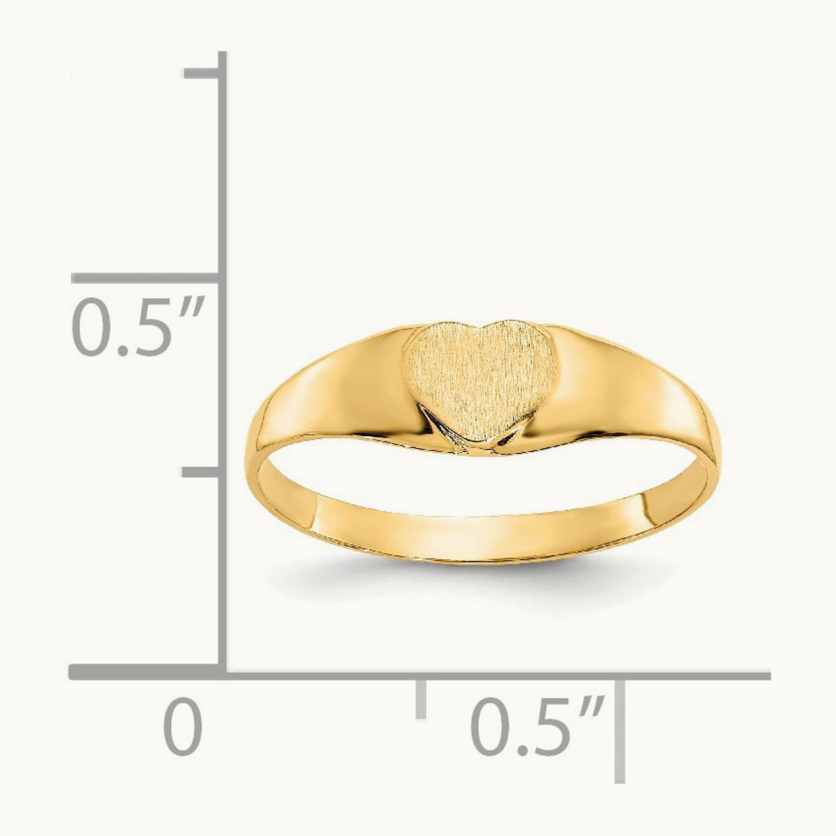 Satin Baby Heart Signet Ring, 14K