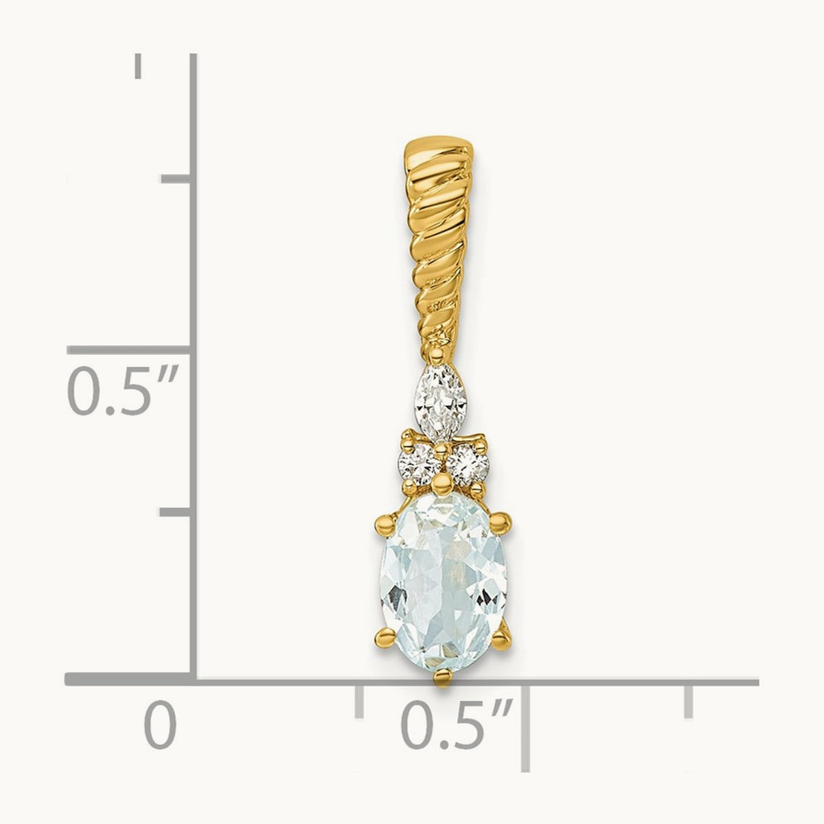 Polished Diamond and Aquamarine Twisted Chain Slide, 14K
