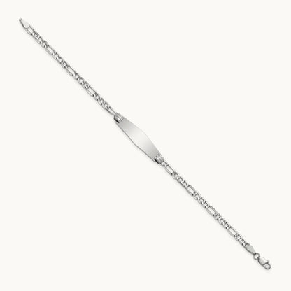 WG Semi-solid Soft Diamond Shape Figaro Link ID Bracelet, 14K