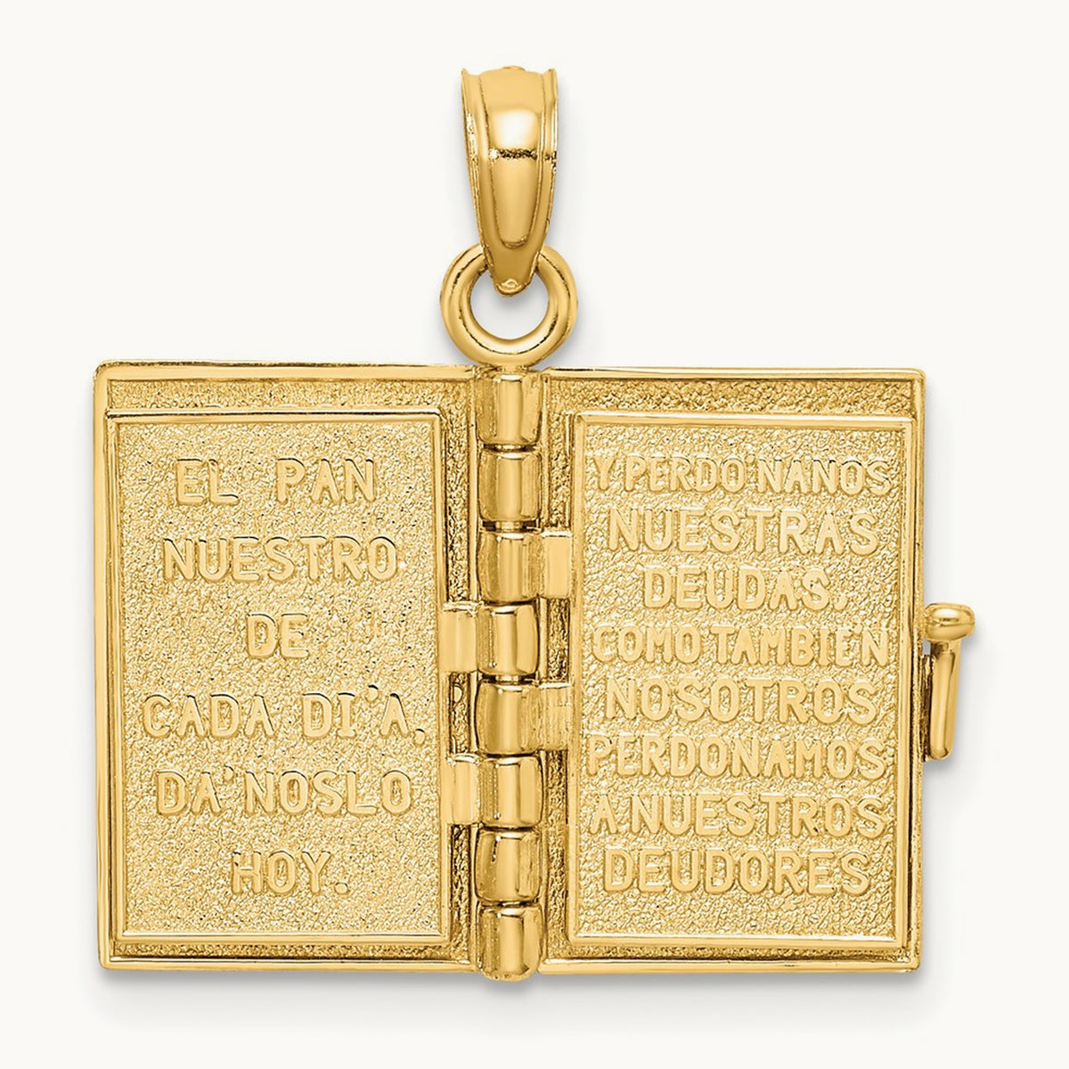 3-D Moveable Santa Biblia Book/Spanish Bible Charm, 14K