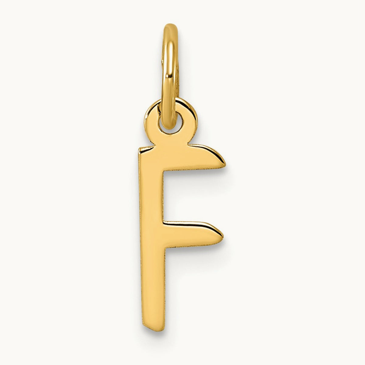 Small Slanted Block Initial Charm — 14K Yellow Gold, F