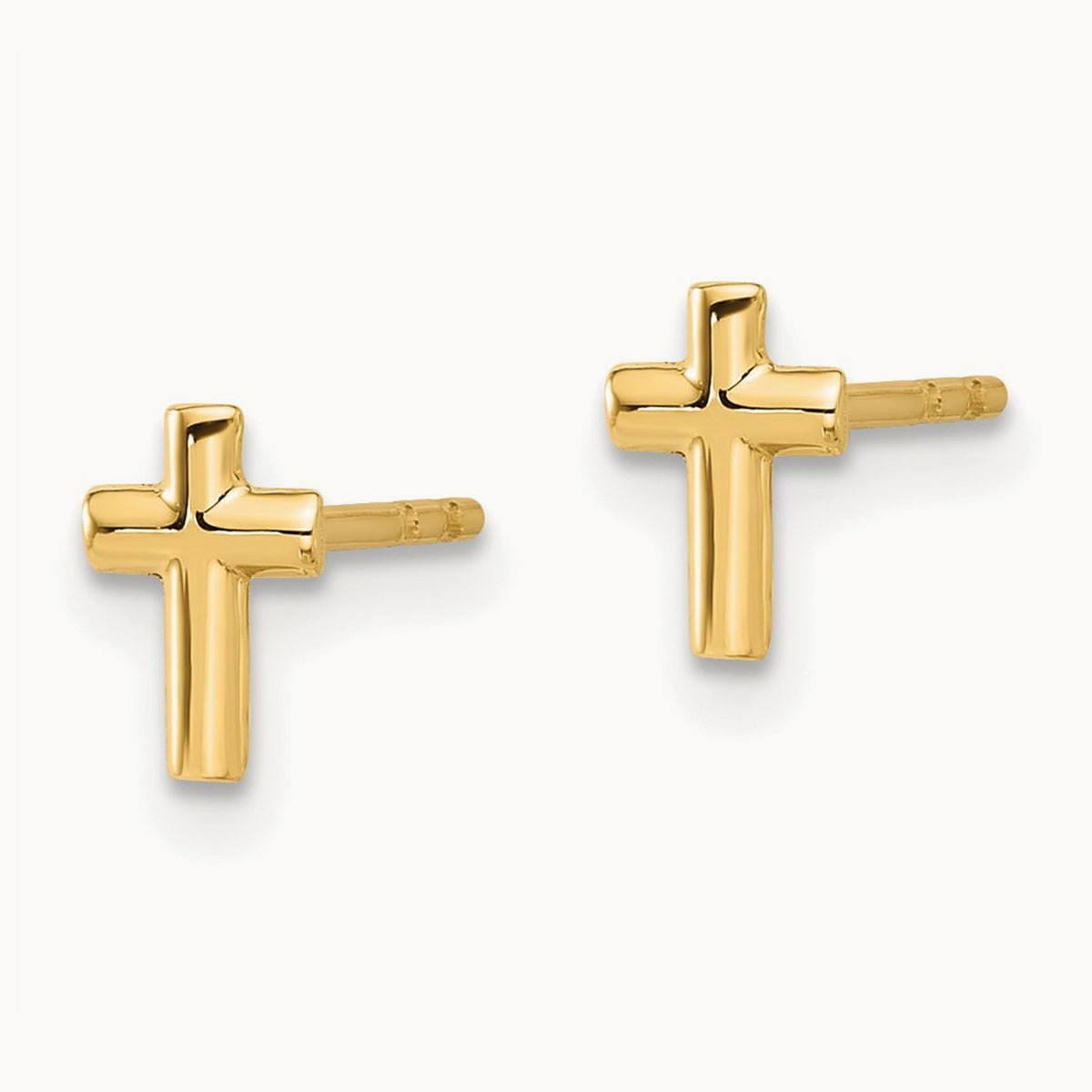 Polished Cross Post Earrings — 14K Yellow Gold