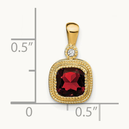 Cushion Garnet and Diamond Pendant — photo set