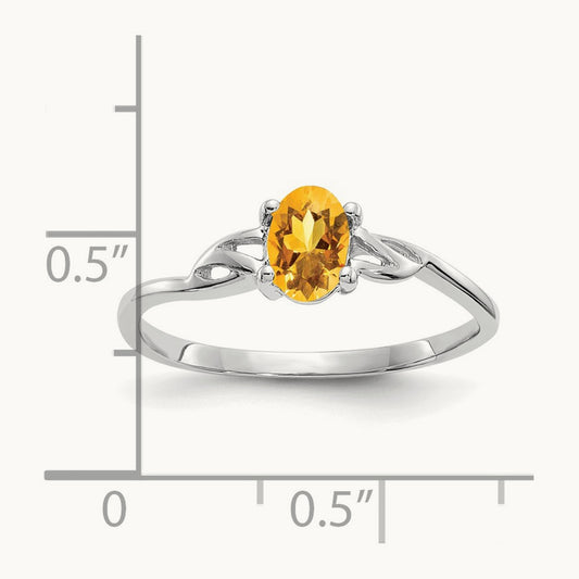 Citrine Birthstone Ring, 14K White Gold