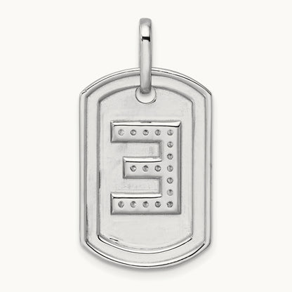 Diamond Dog Tag Charm — 14K White Gold, E