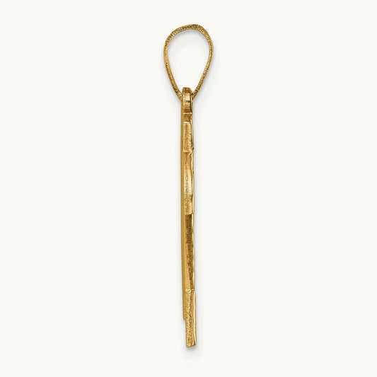 Large Brushed Diamond-cut Number 24 Charm — 14K Yellow Gold