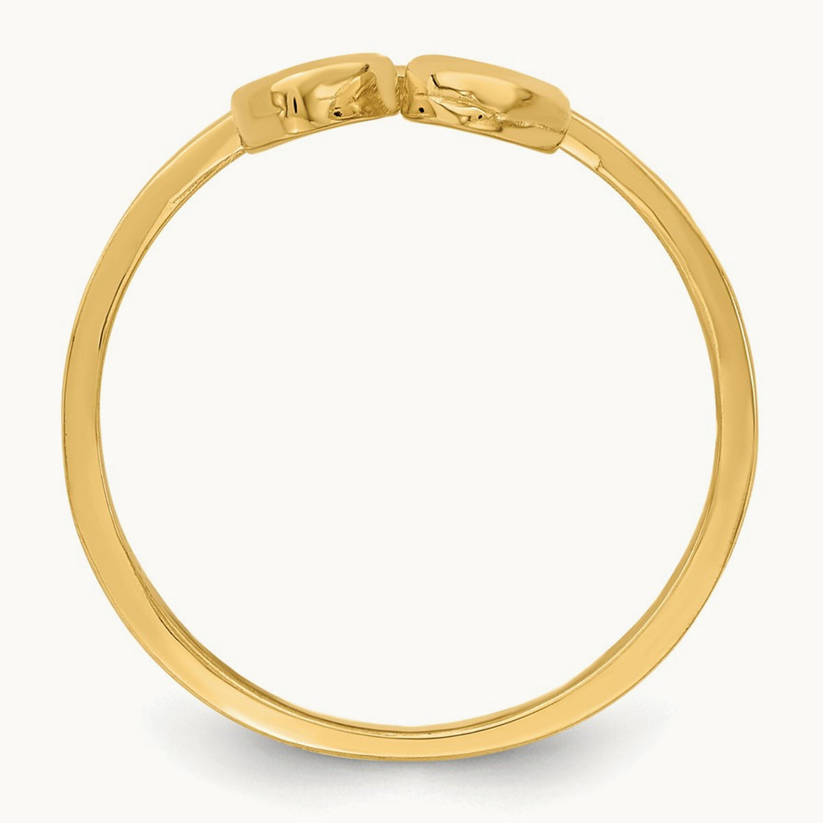 Double Heart Drop V Ring, 14K