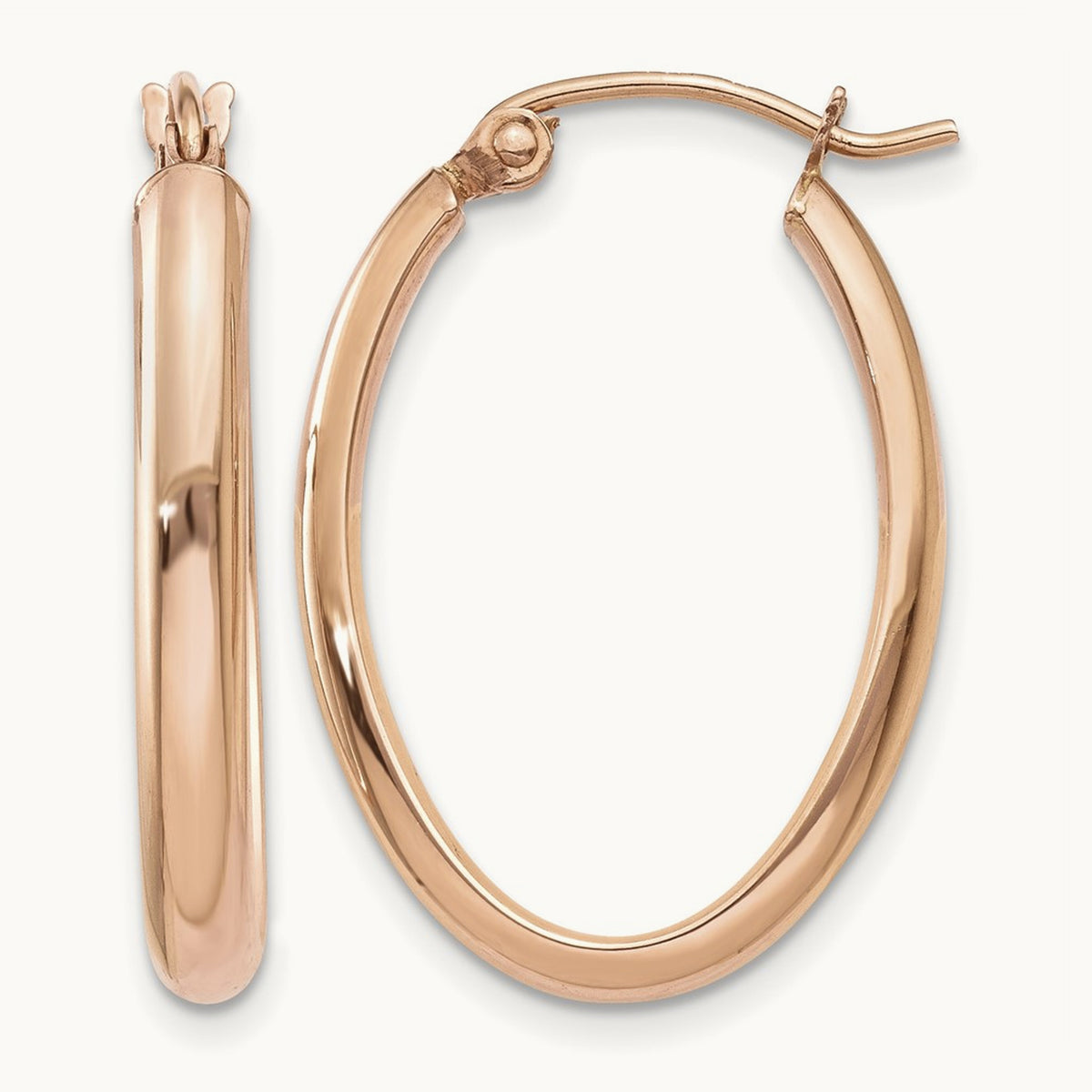 Polished Half-Round Oval Hoop Earrings — 16.5mm