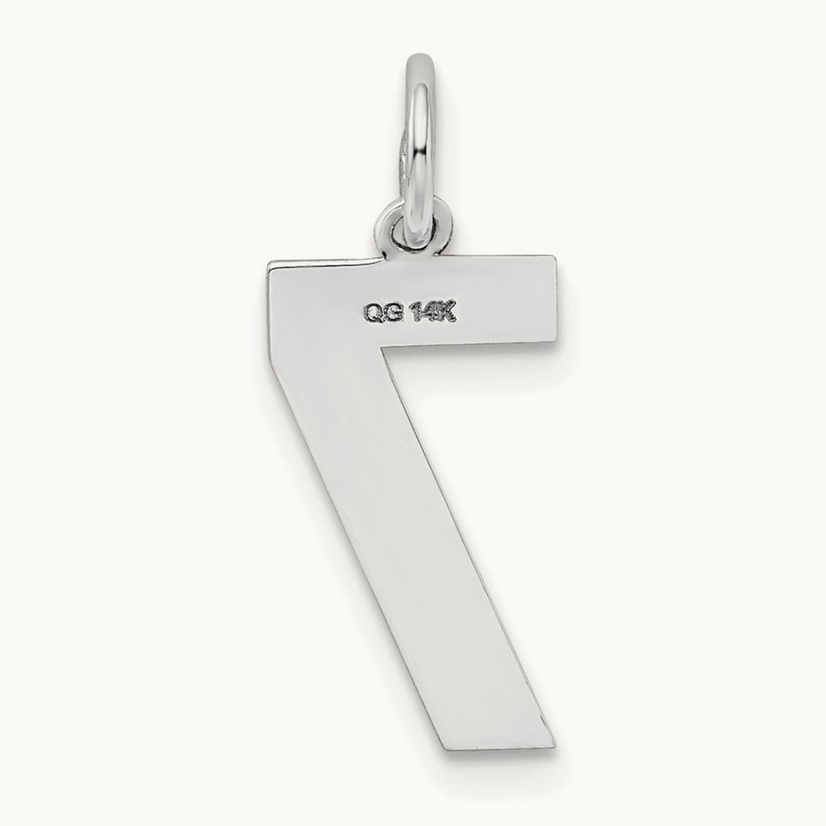 Medium Satin Number 7 Charm — 14K White Gold