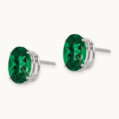 Mount St. Helens Oval Stud Earrings, 14K White Gold