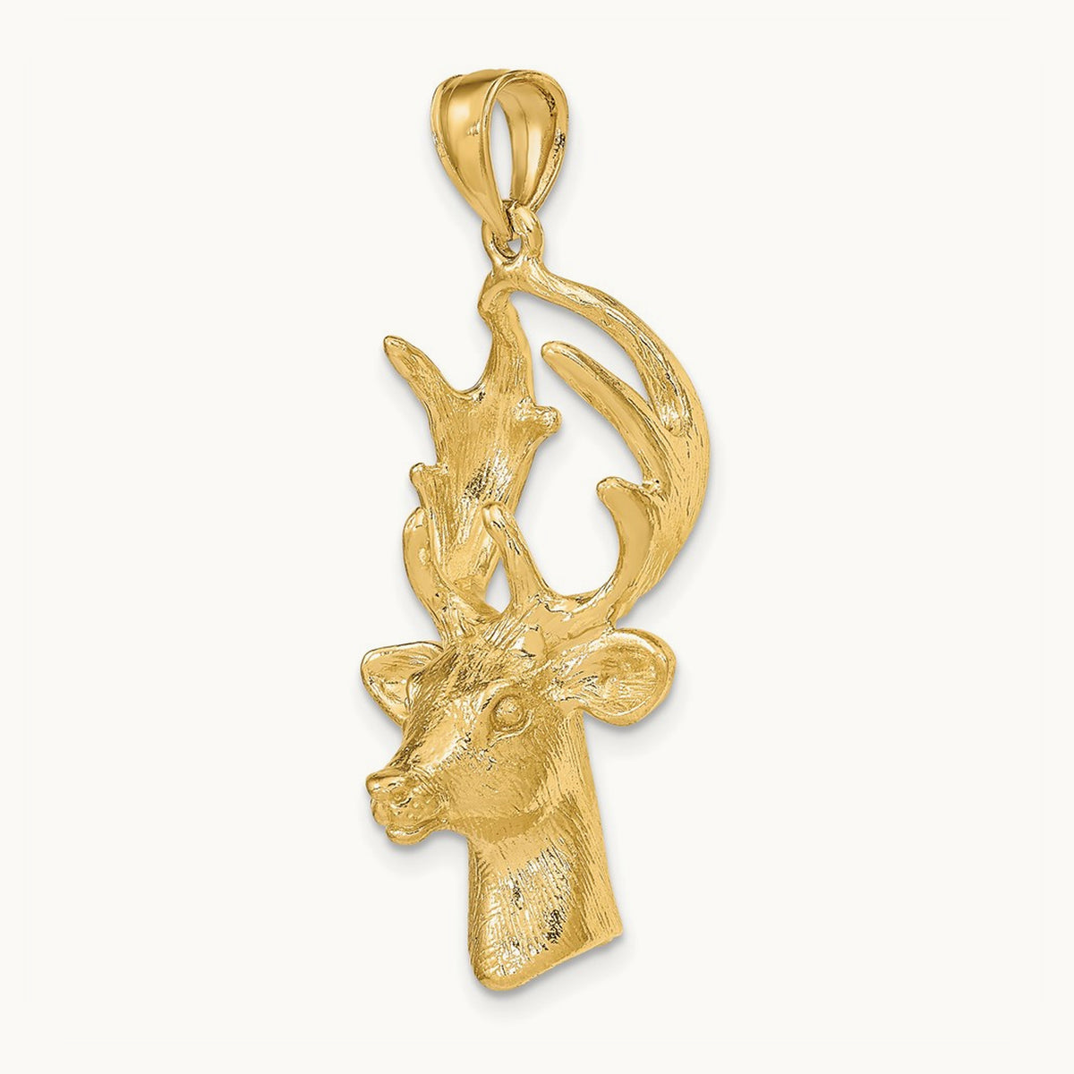 3-D Deer Head Charm, 14K