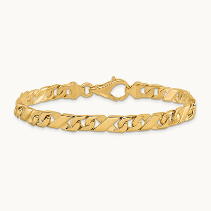 Hand-polished Fancy Link Bracelet, 6.7mm, 14K